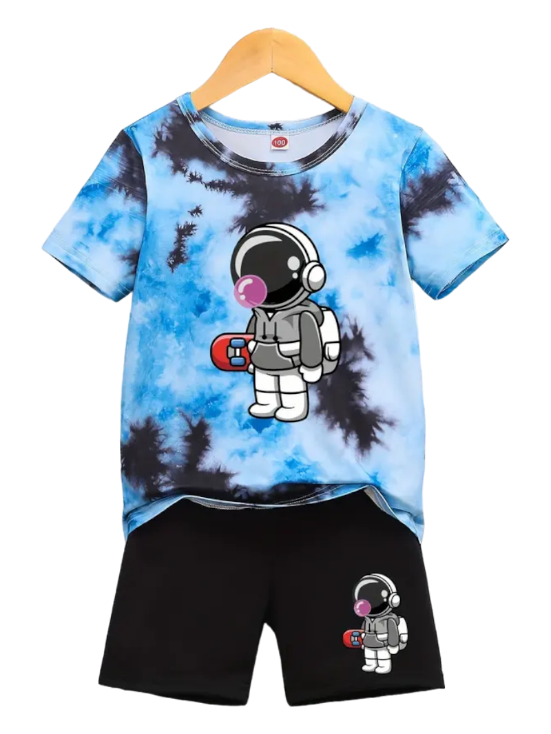 Playera y short Niño astronauta de moda