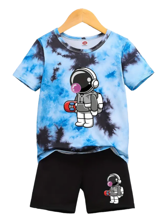 Playera y short Niño astronauta de moda