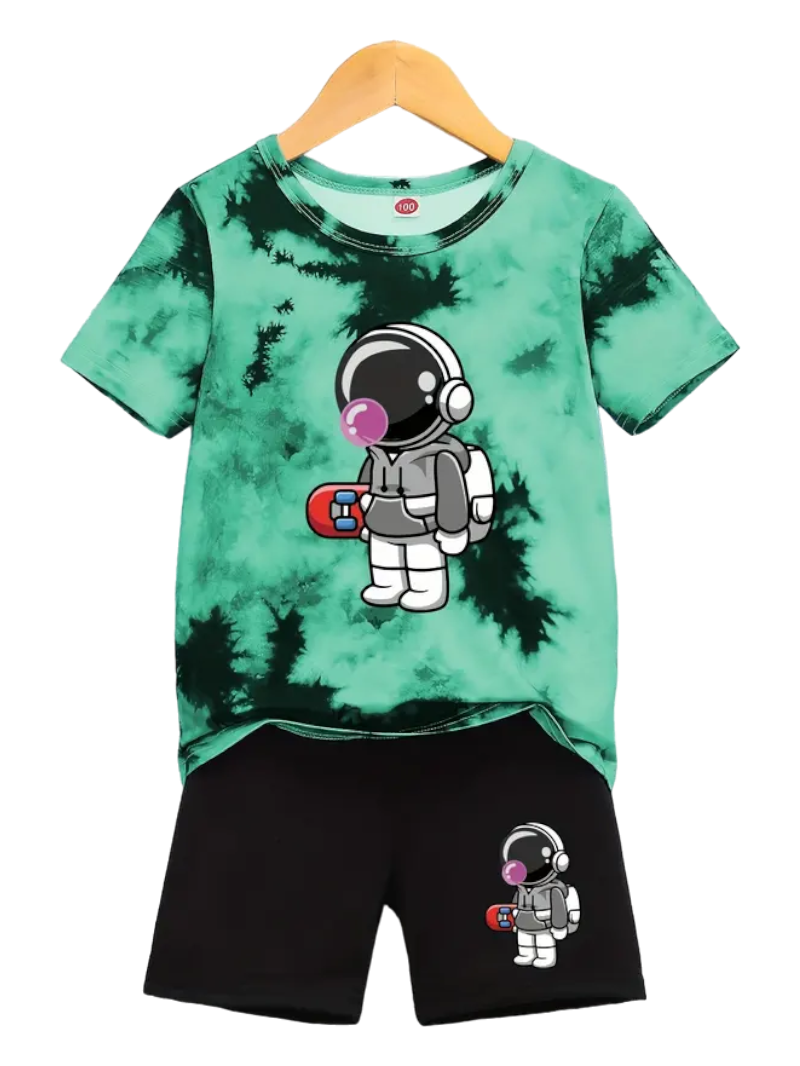 Playera y short Niño astronauta de moda